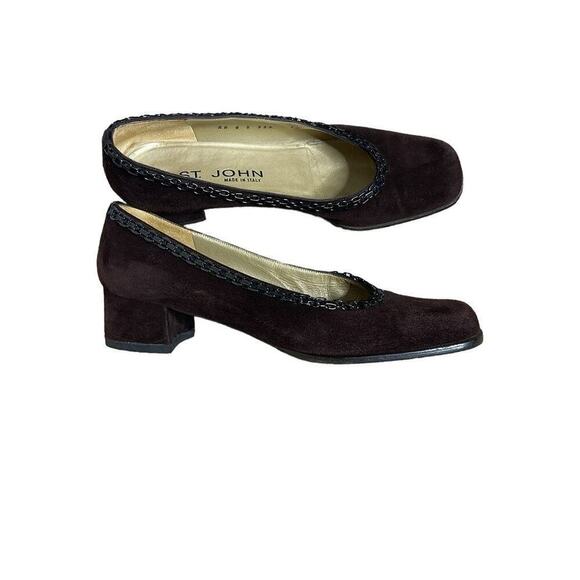 ST.JOHN BROWN‎ SUEDE BLOCK HEELS  SIZE 8 - Picture 7 of 8